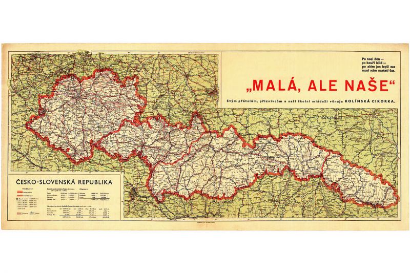 zobrazit detail historického snímku: Mapa Československa po zábrání pohraničí na základě Mnichovské dohody.