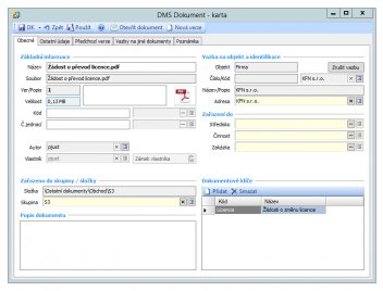 Money ERP: modul DMS. - klikněte pro zobrazení detailu